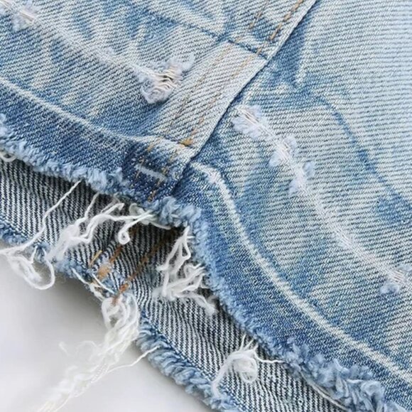 🆕 ZARA TRF SKIRT STYLE DENIM CROP TOP | ZARA DENIM CROP TOP - Picture 6 of 8